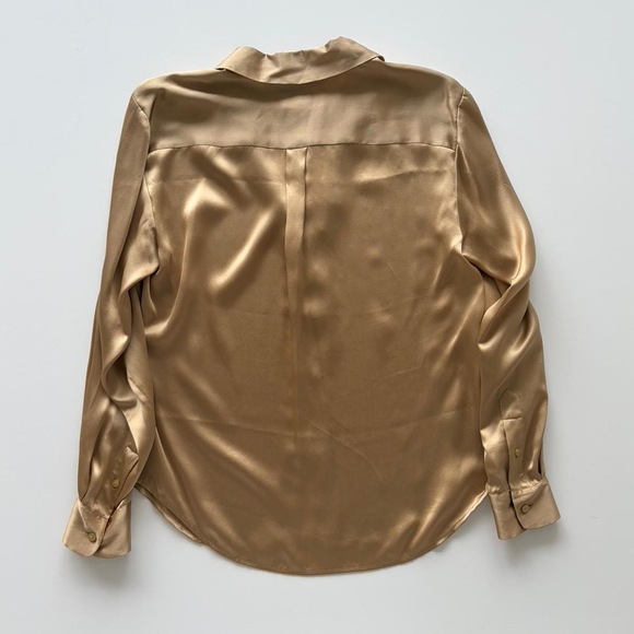 Style & Co Silk Button Down Top in Gold - Picture 8 of 8